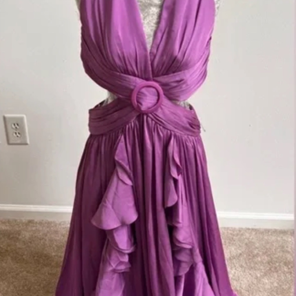 PatBo Sleeveless Ruffle Cutout Gown